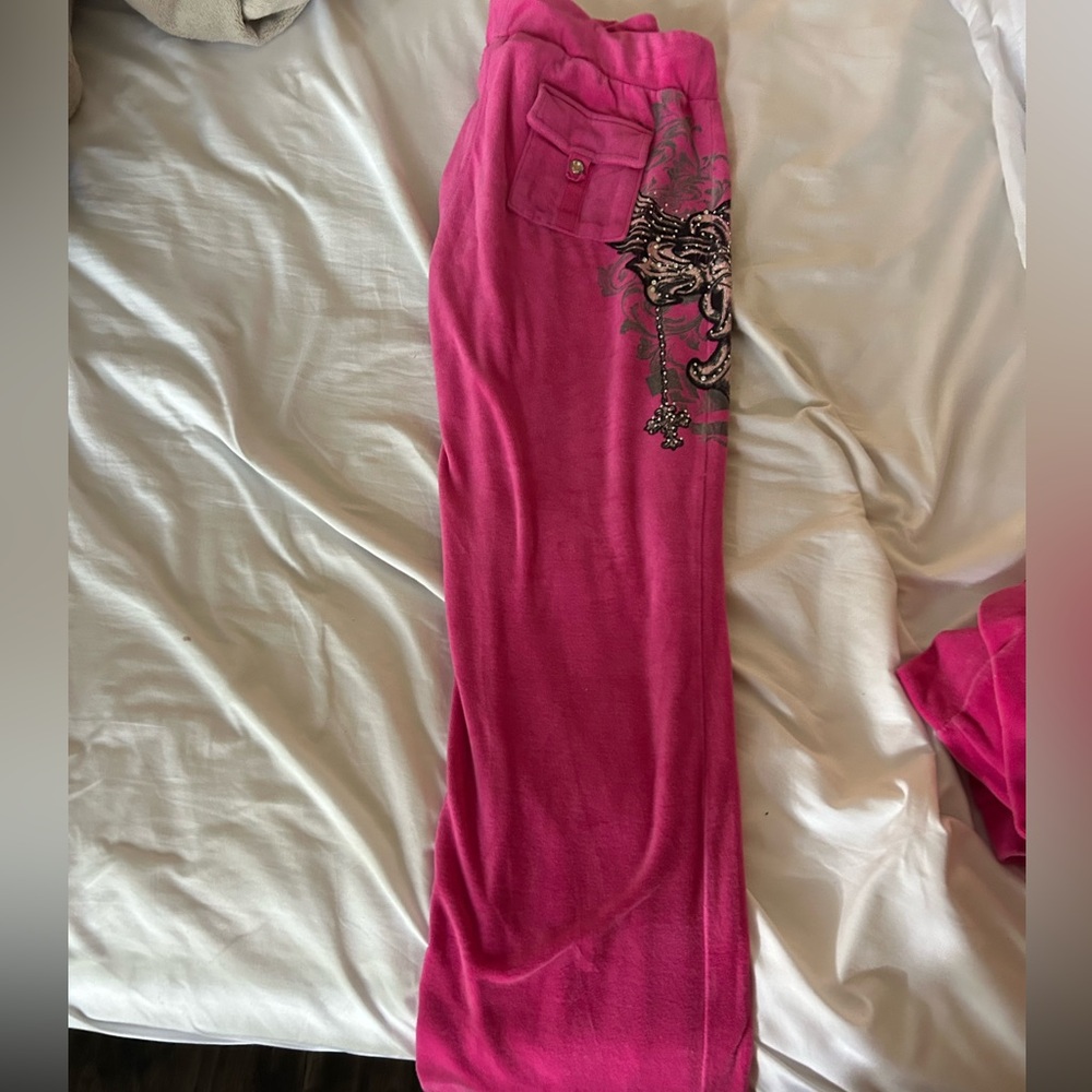 Pink Embellished Women's Hoodie and Pants Set - Picture 4 of 4